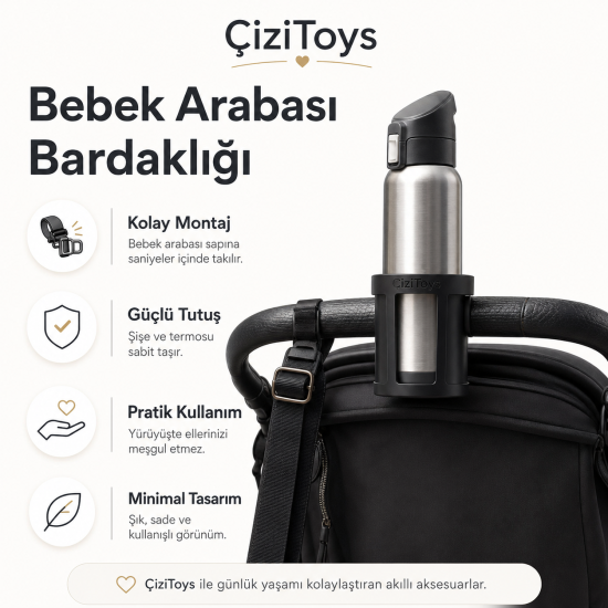 3D Bebek Arabası Bardak & Termos Tutucu Aparat