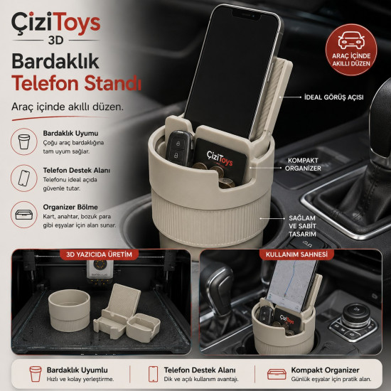 ÇiziToys Bardaklık Uyumlu Telefon Standı ve Organizer