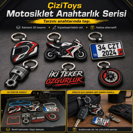 ÇiziToys Motosiklet Temalı Anahtarlık Serisi