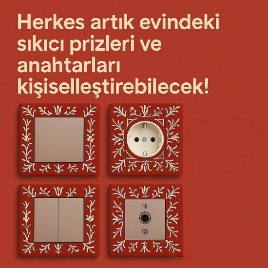 3D Çiçek Motifli Priz Çerçevesi - Priz Kasası