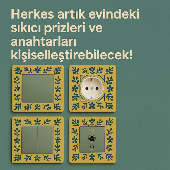 3D Çiçek Motifli Priz Çerçevesi - Priz Kasası